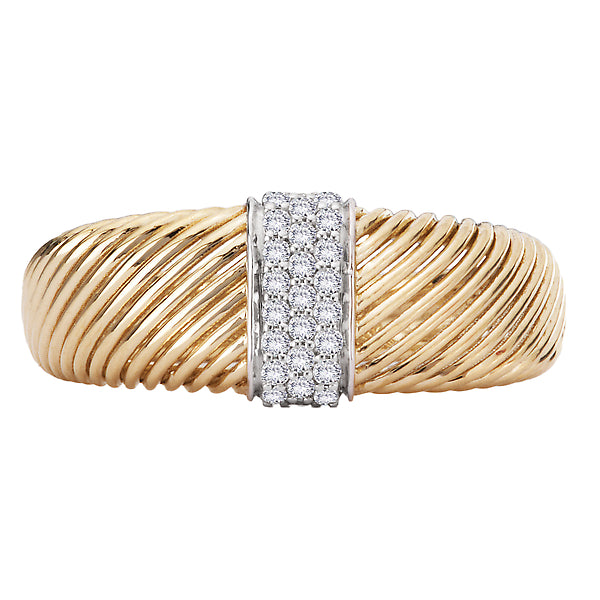 Two-Tone Diamond Ribbed Band Ring