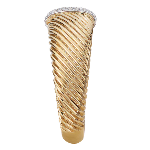 Two-Tone Diamond Ribbed Band Ring