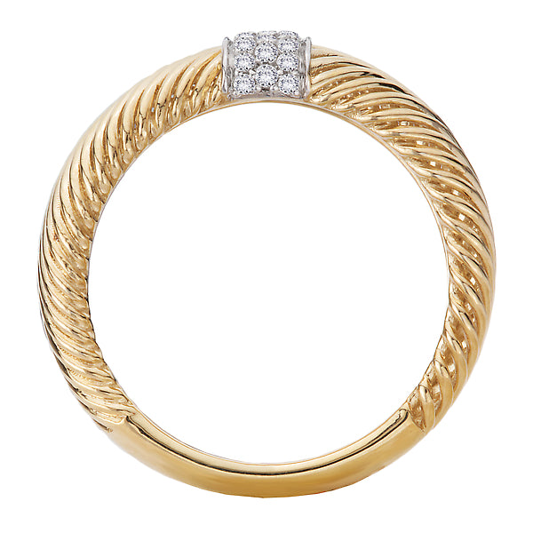 Two-Tone Diamond Ribbed Band Ring