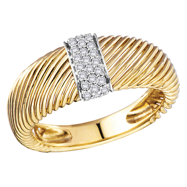 Two-Tone Diamond Ribbed Band Ring