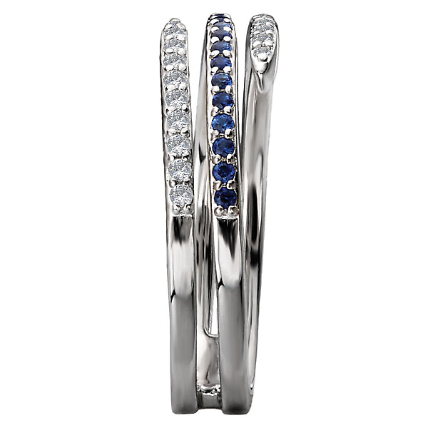 Diamond and Sapphire Spiral Ring
