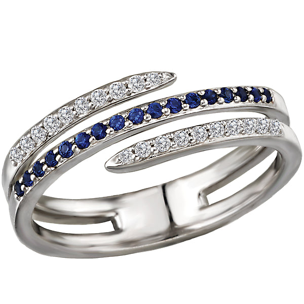Diamond and Sapphire Spiral Ring