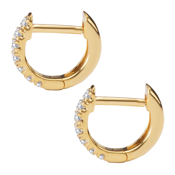 Round Diamond Huggie Hoops