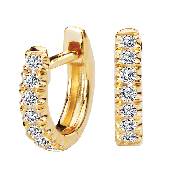 Round Diamond Huggie Hoops