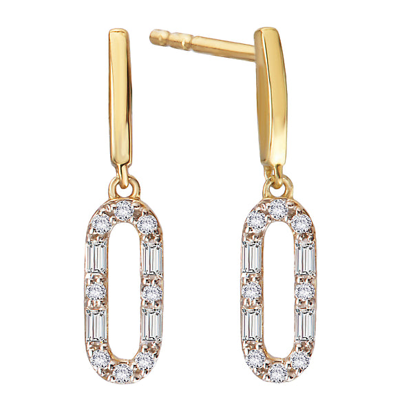 Baguette &amp; Round Lab Diamond Dangle Earrings