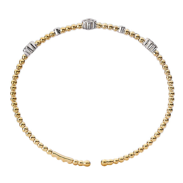 Two-Toned Floral Designed Diamond Cuff Bracelet