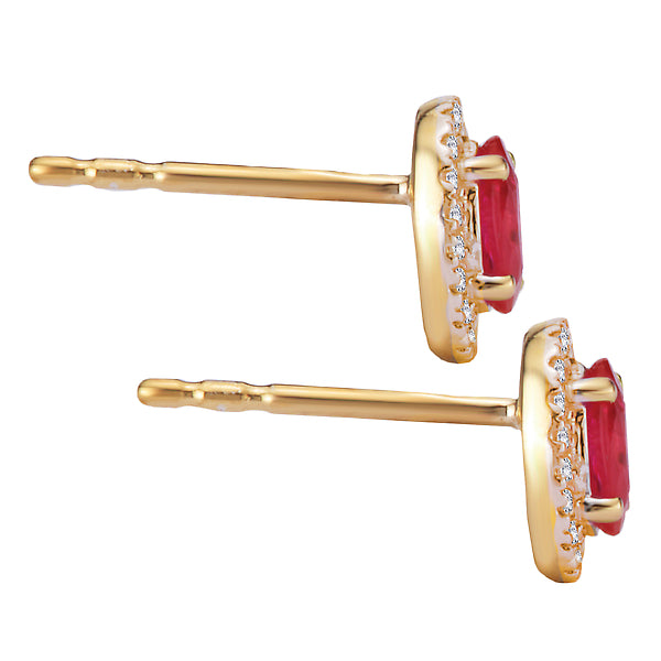 Ruby and Diamond Halo Earrings