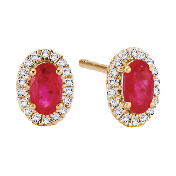 Ruby and Diamond Halo Earrings