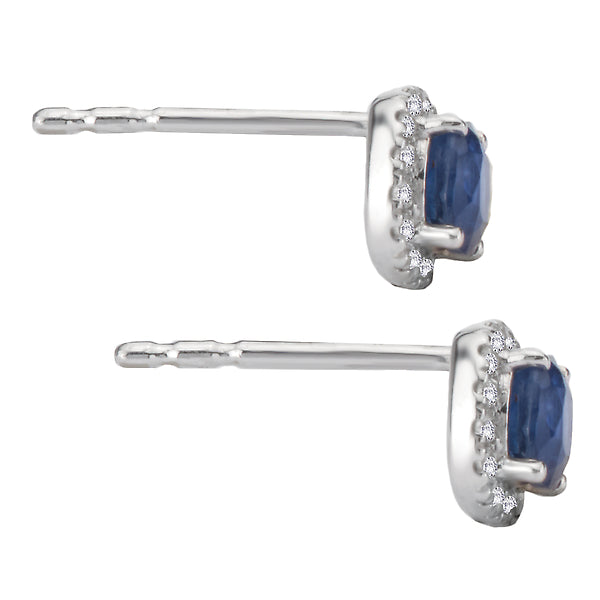 Sapphire and Diamond Halo Earrings