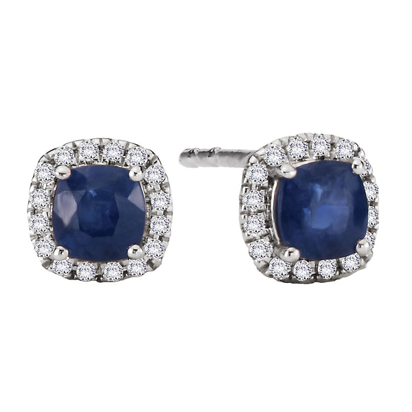 Sapphire and Diamond Halo Earrings
