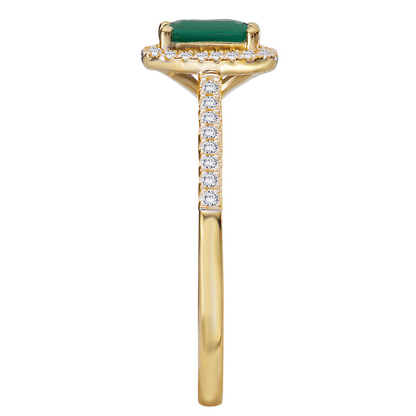 Emerald and Diamond Halo Ring