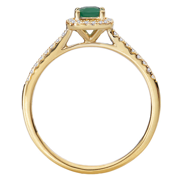 Emerald and Diamond Halo Ring