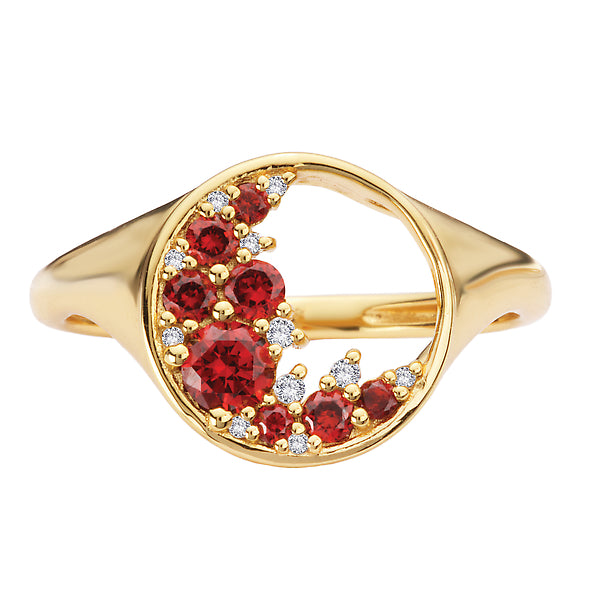 14kt Diamond and Garnet Circle Ring
