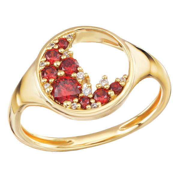 14kt Diamond and Garnet Circle Ring