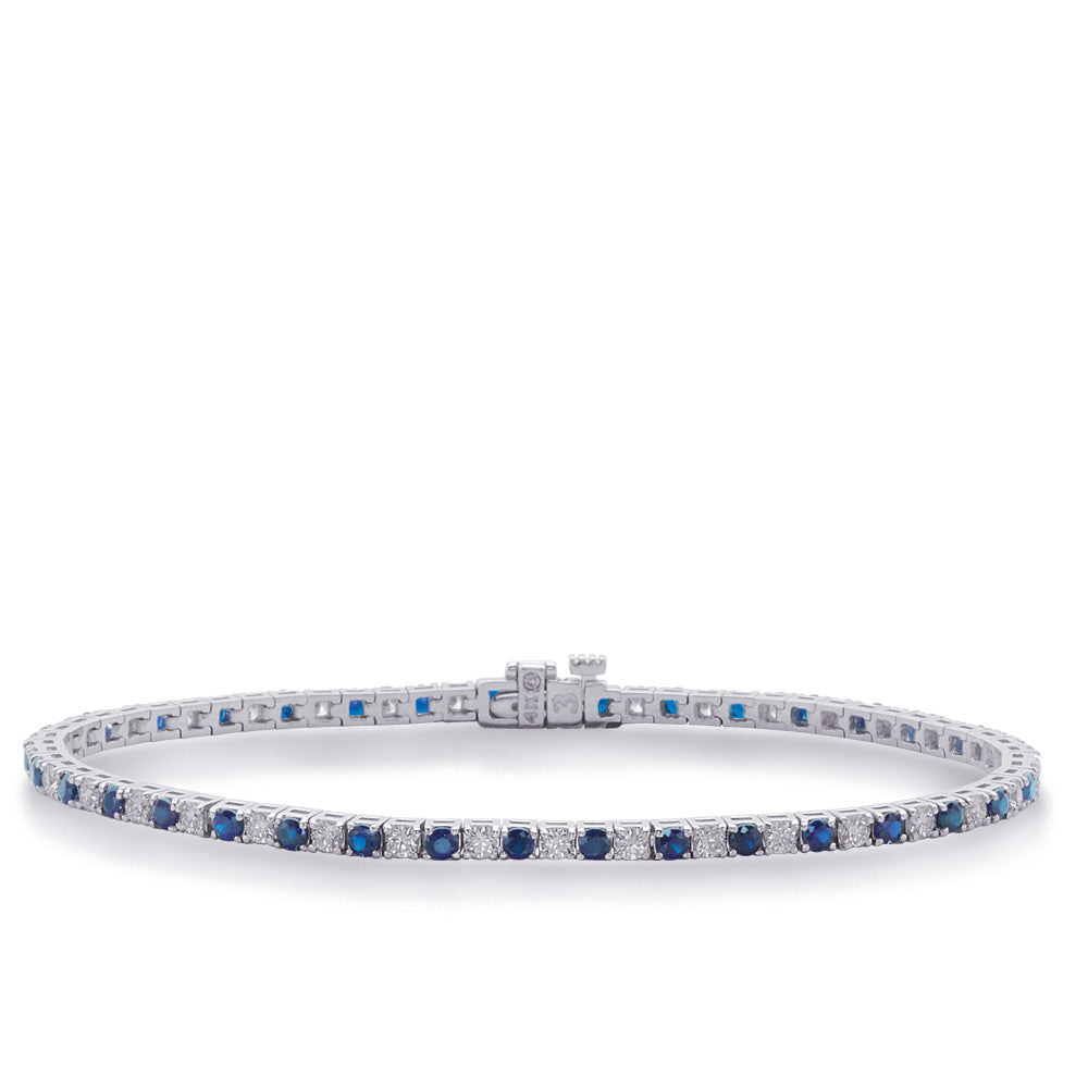 White Gold Sapphire &amp; Diamond Tennis Br
