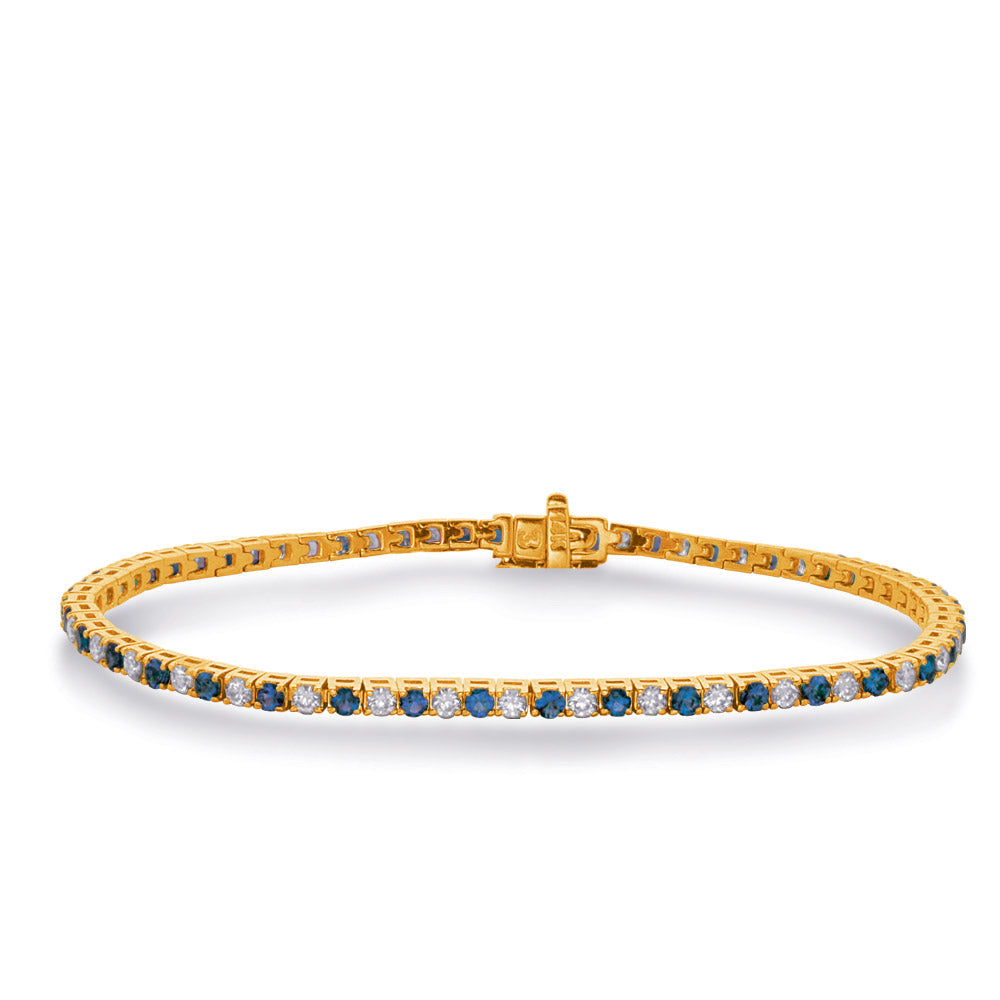 Yellow Gold Sapphire &amp; Diamond Tennis