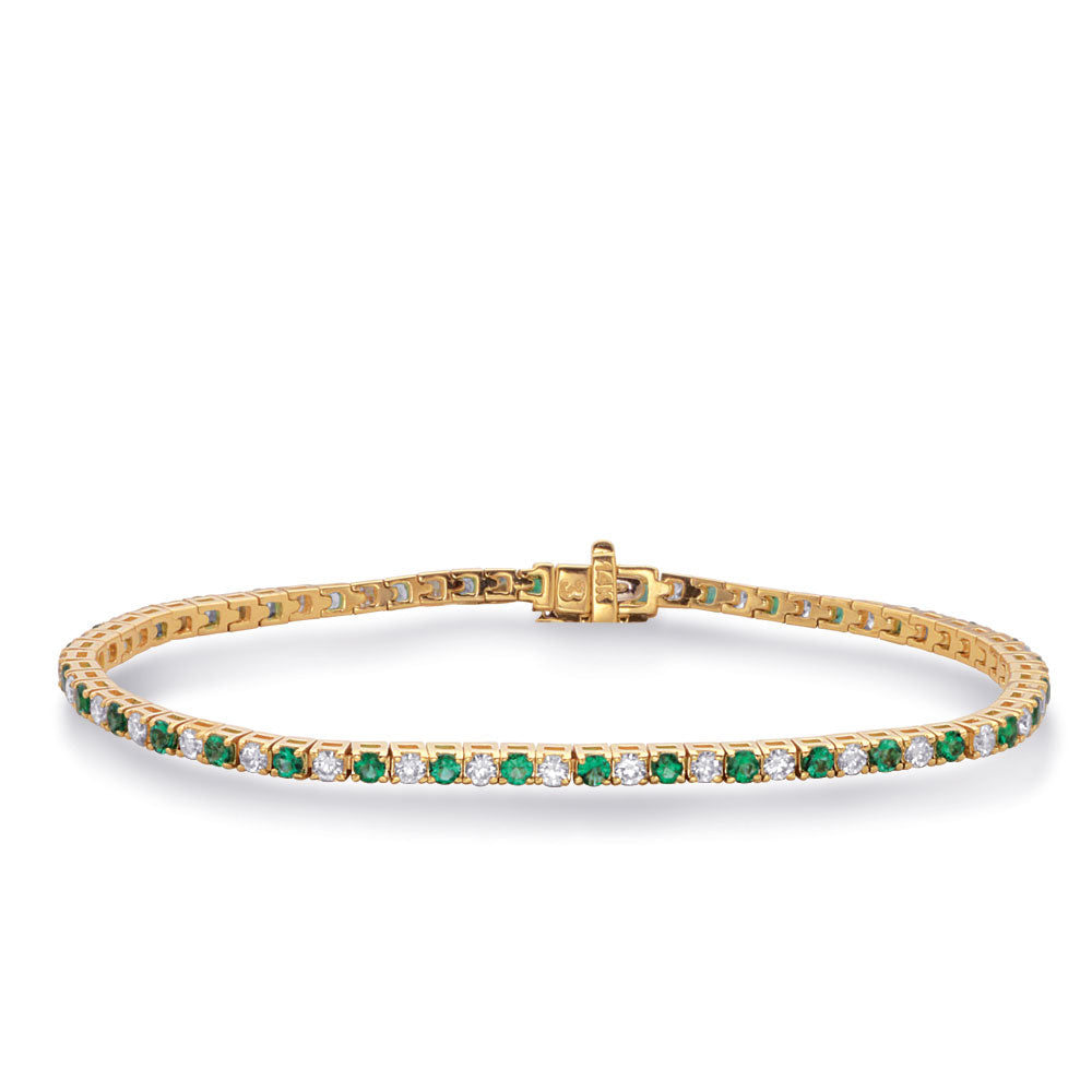 Yellow Gold Emerald &amp; Dia Bracelet