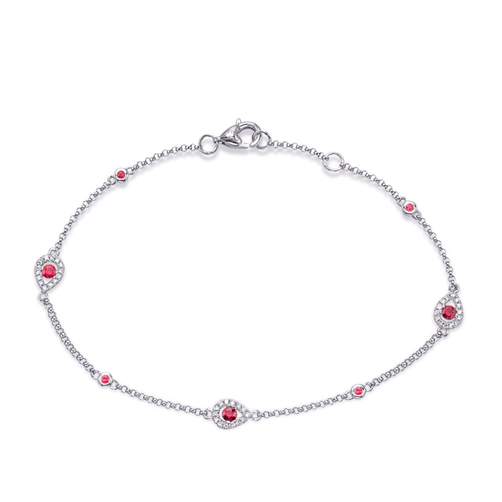 White Gold Ruby &amp; Diamond Bracelet