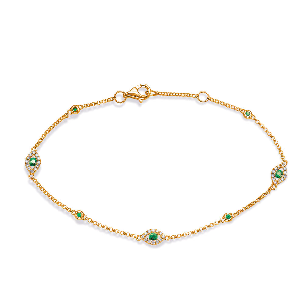 Yellow Gold Emerald &amp; Diamond Bracelet