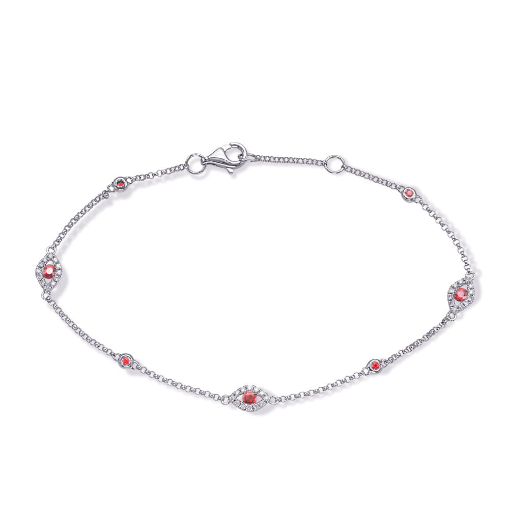 White Gold Ruby &amp; Diamond Bracelet