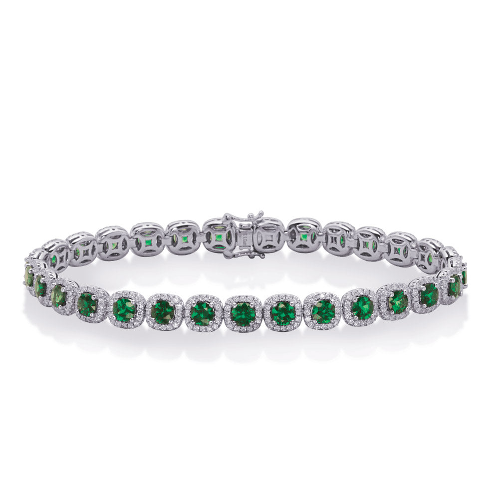 White Gold Emerald &amp; Diamond Bracelet