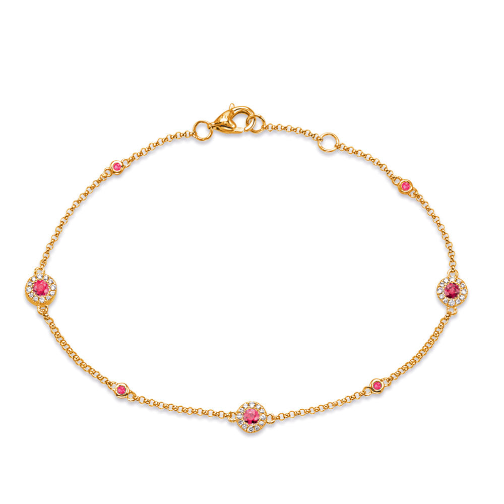 Yellow Gold Ruby &amp; Diamond Bracelet