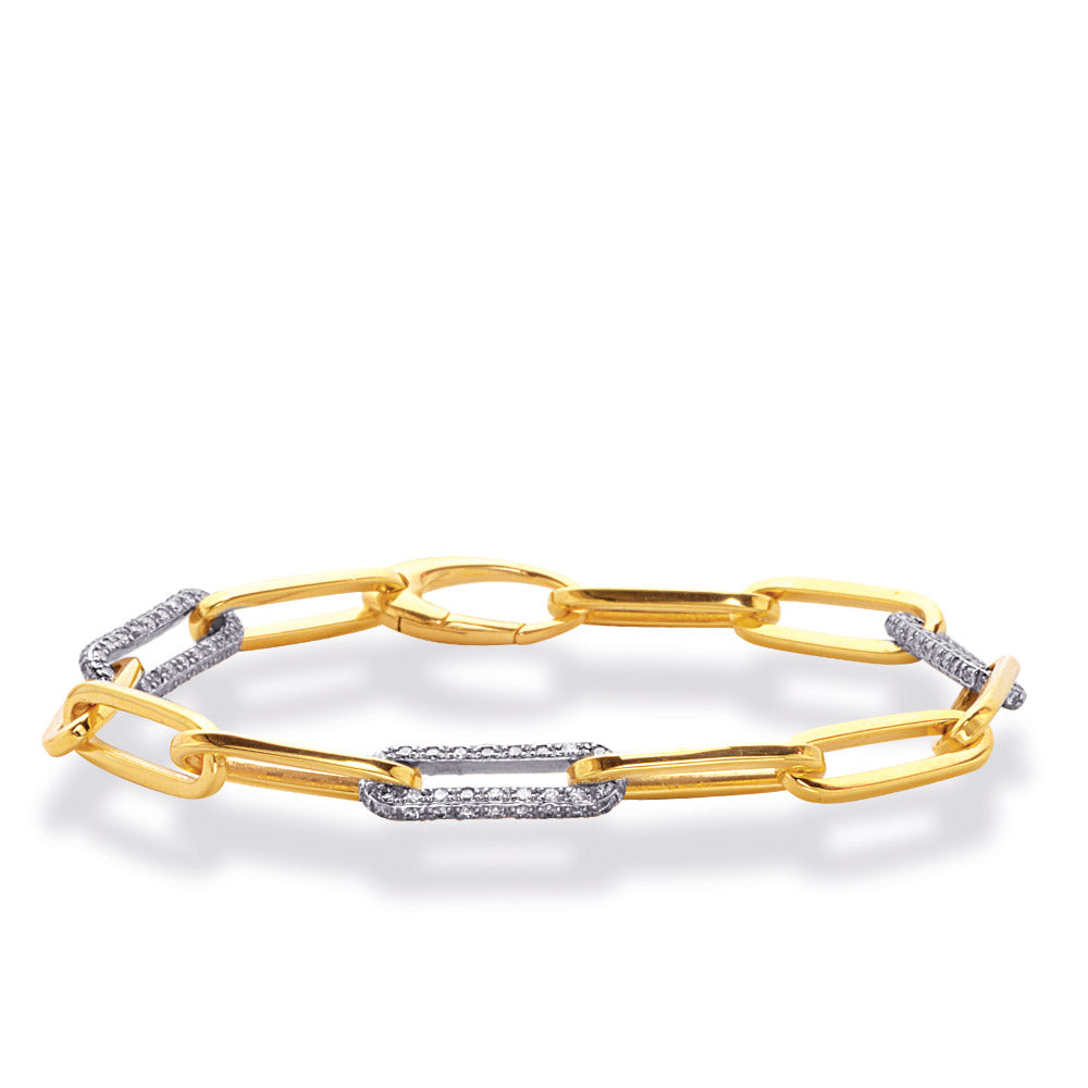 Yellow &amp; White Gold Paper Clip Bracelet