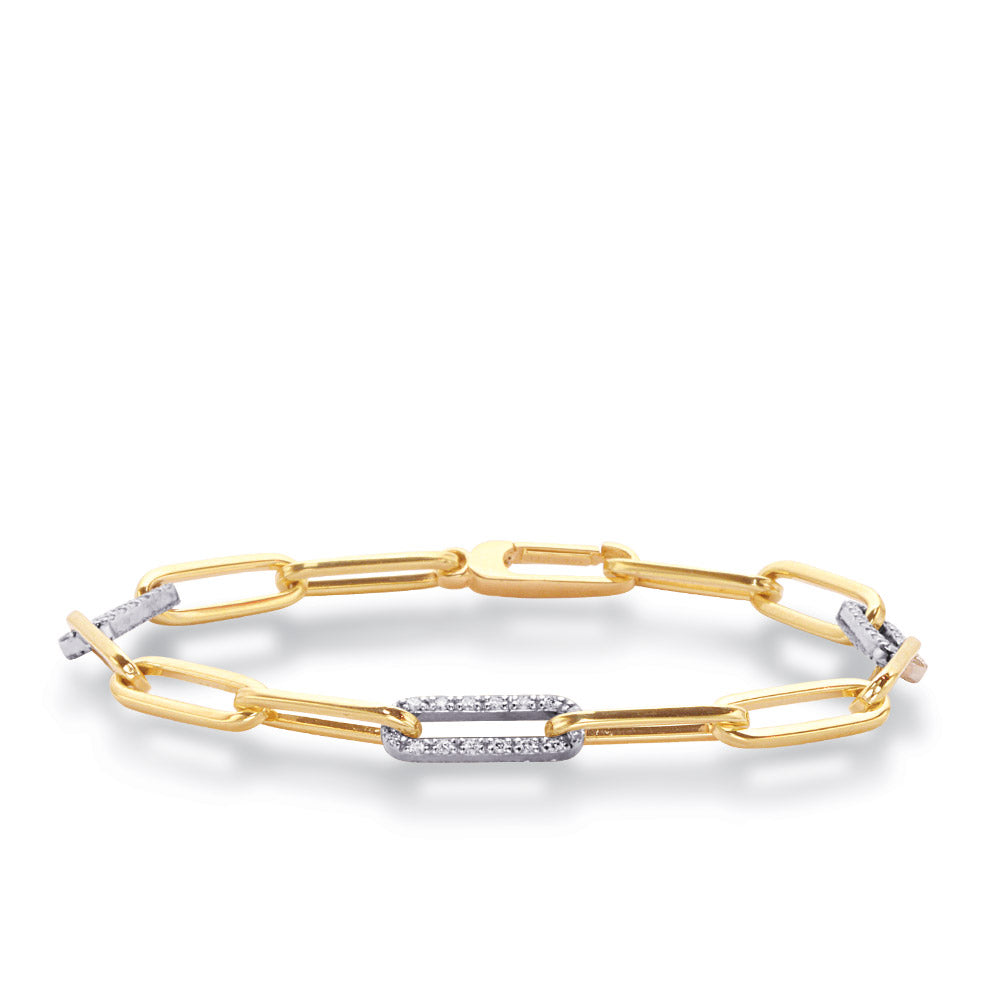 Yellow &amp; White Gold Paper Clip Bracelet