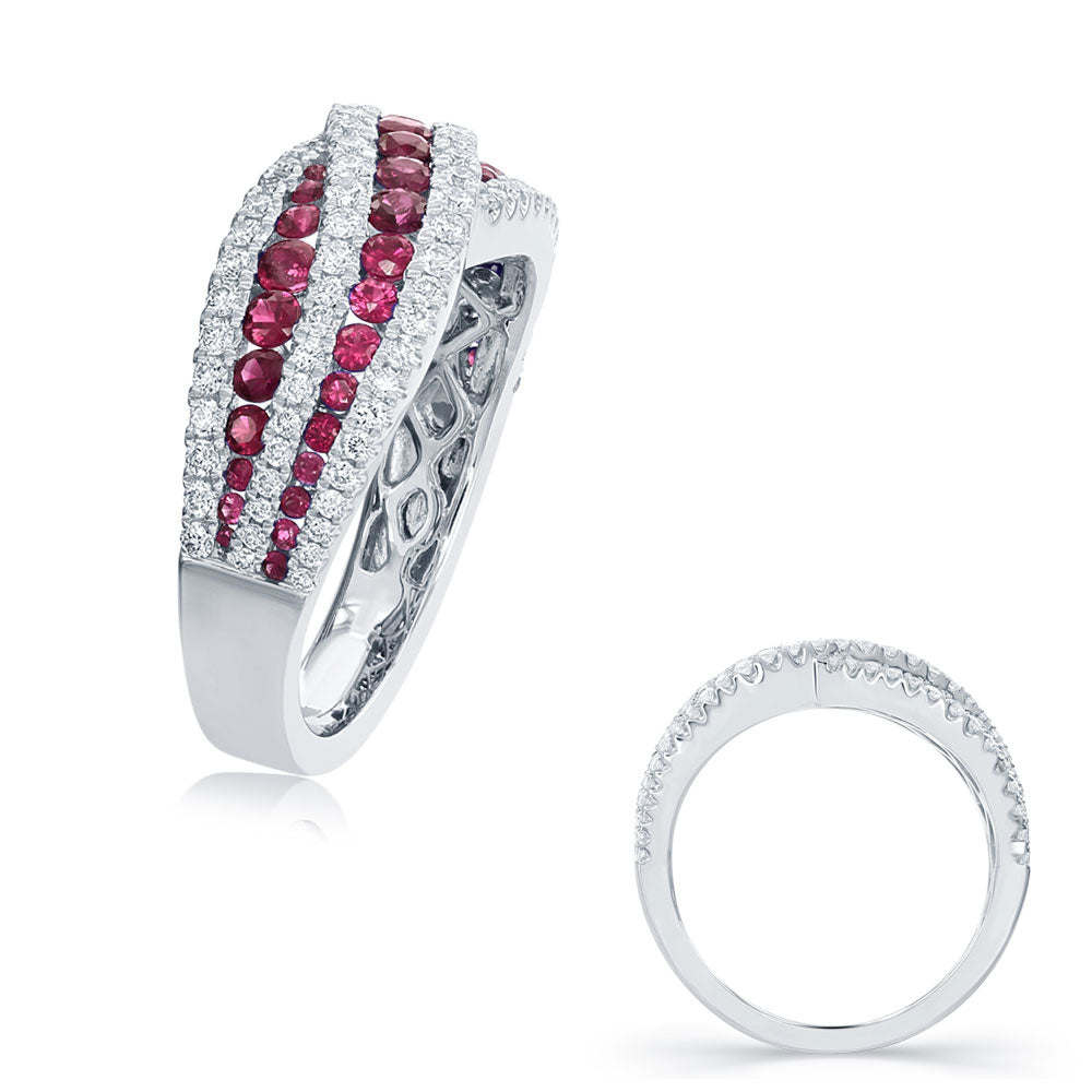 White Gold Ruby &amp; Diamond Ring
