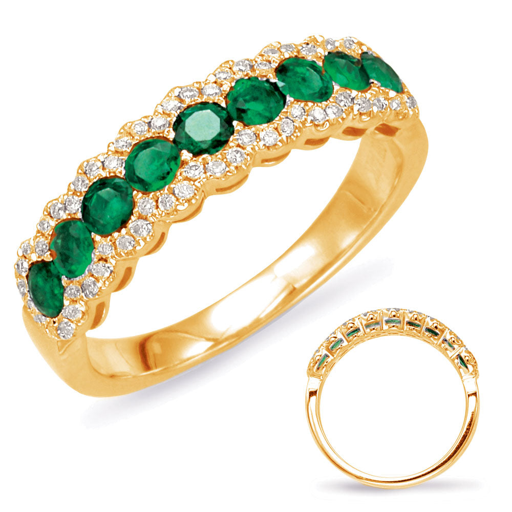 Yellow Gold Emerald &amp; Diamond Ring