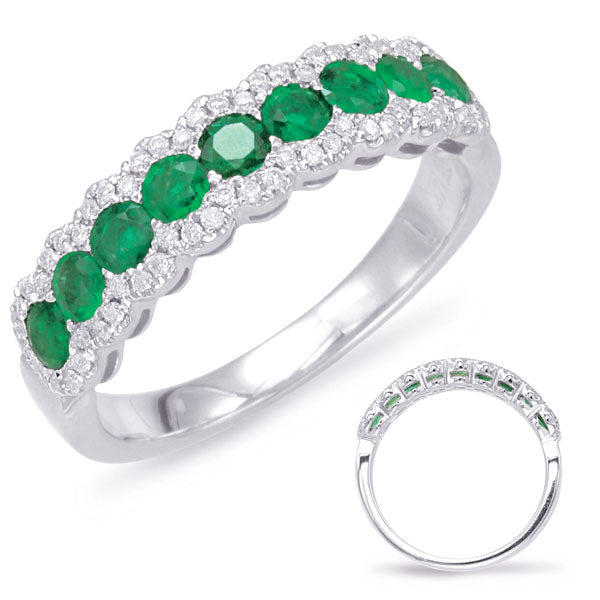 White Gold Emerald &amp; Diamond Ring