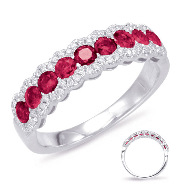 White Gold Ruby &amp; Diamond Ring
