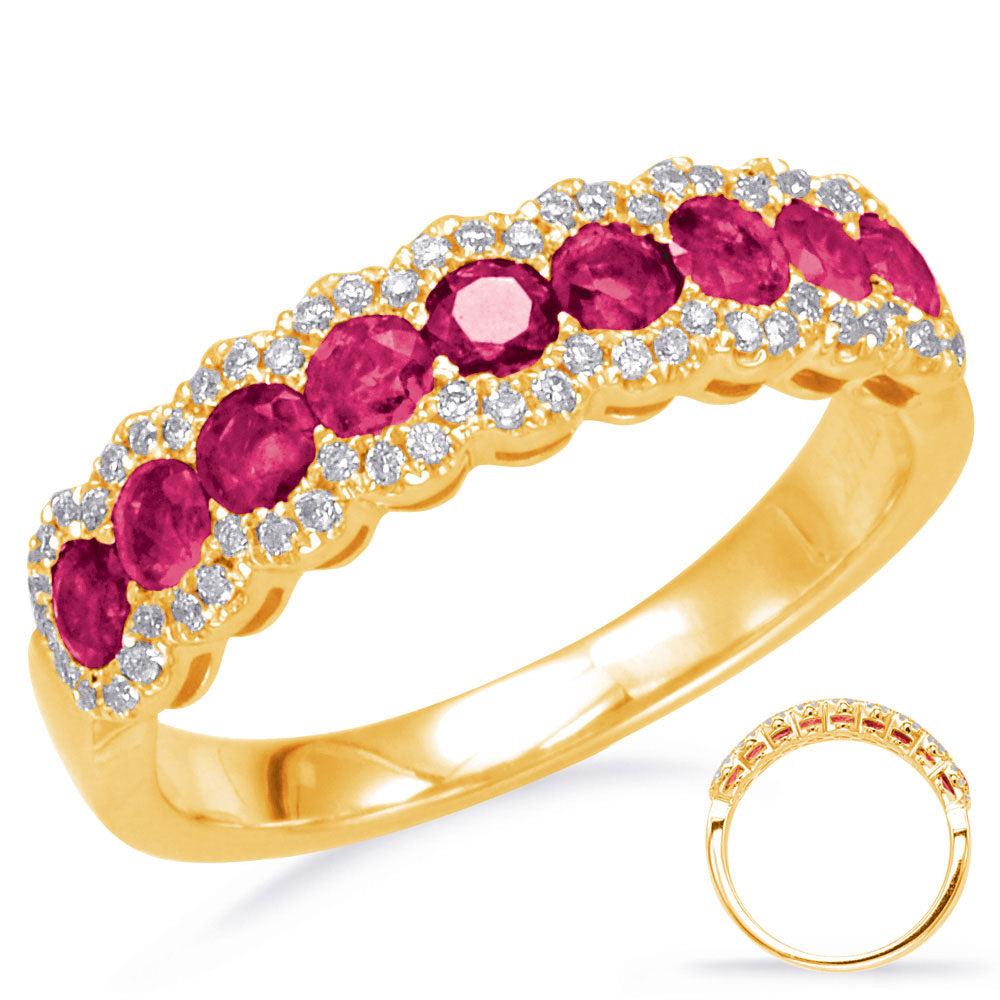 Yellow Gold Ruby &amp; Diamond Ring