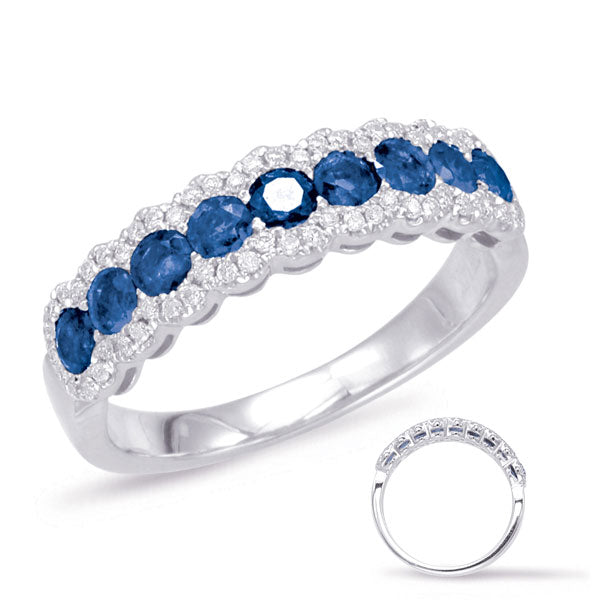 White Gold Sapphire &amp; Diamond Ring