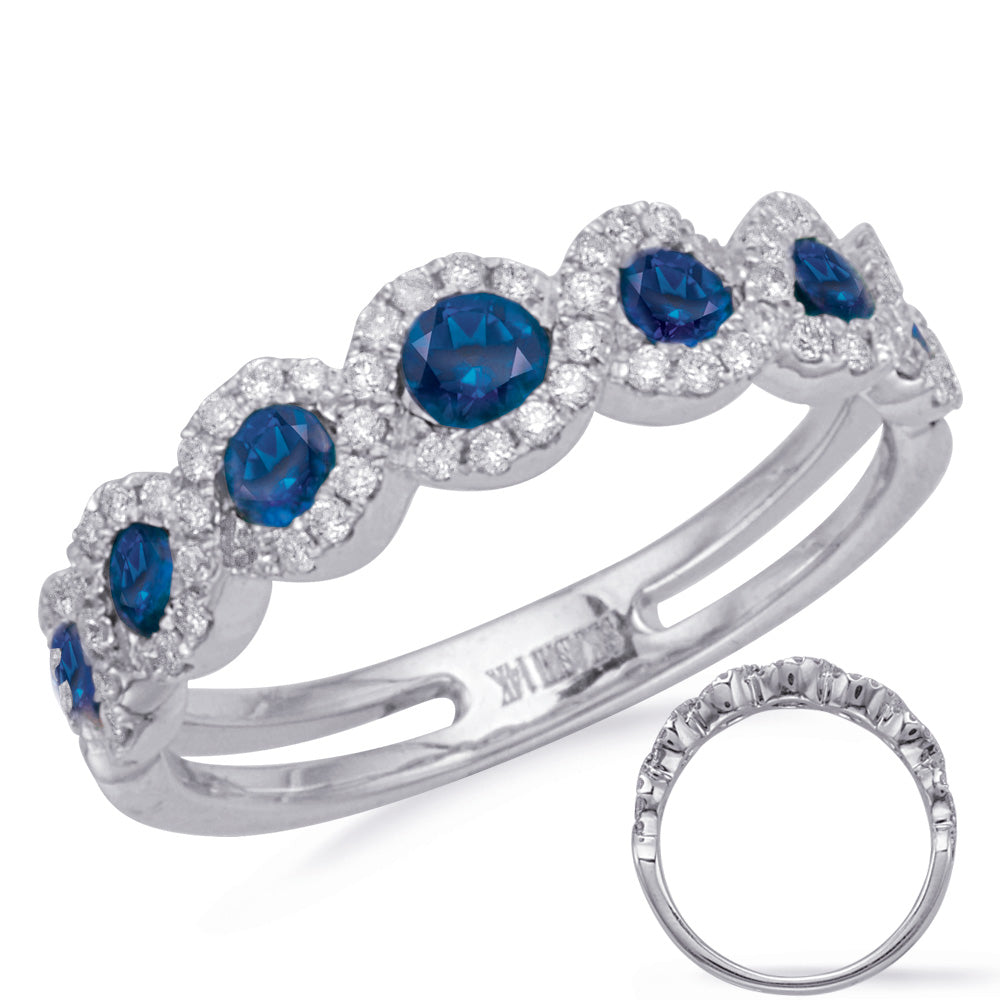 White Gold Sapphire &amp; Diamond Ring