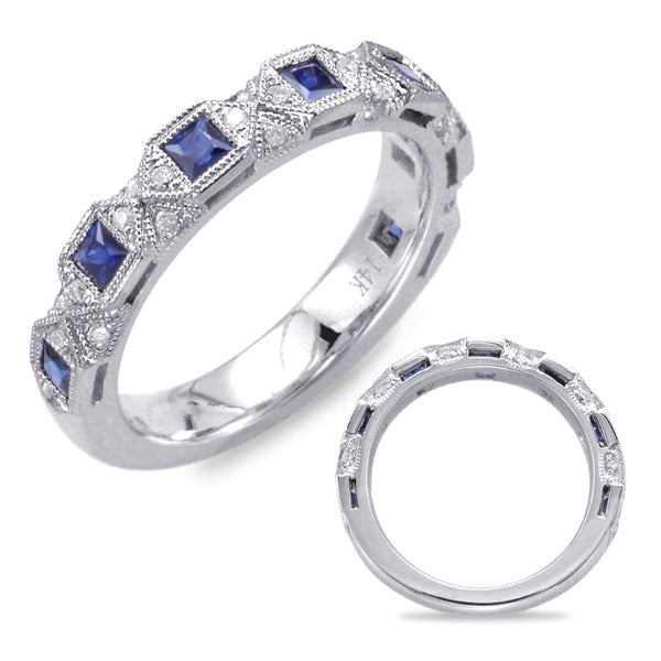 White Gold Sapphire &amp; Diamond Band