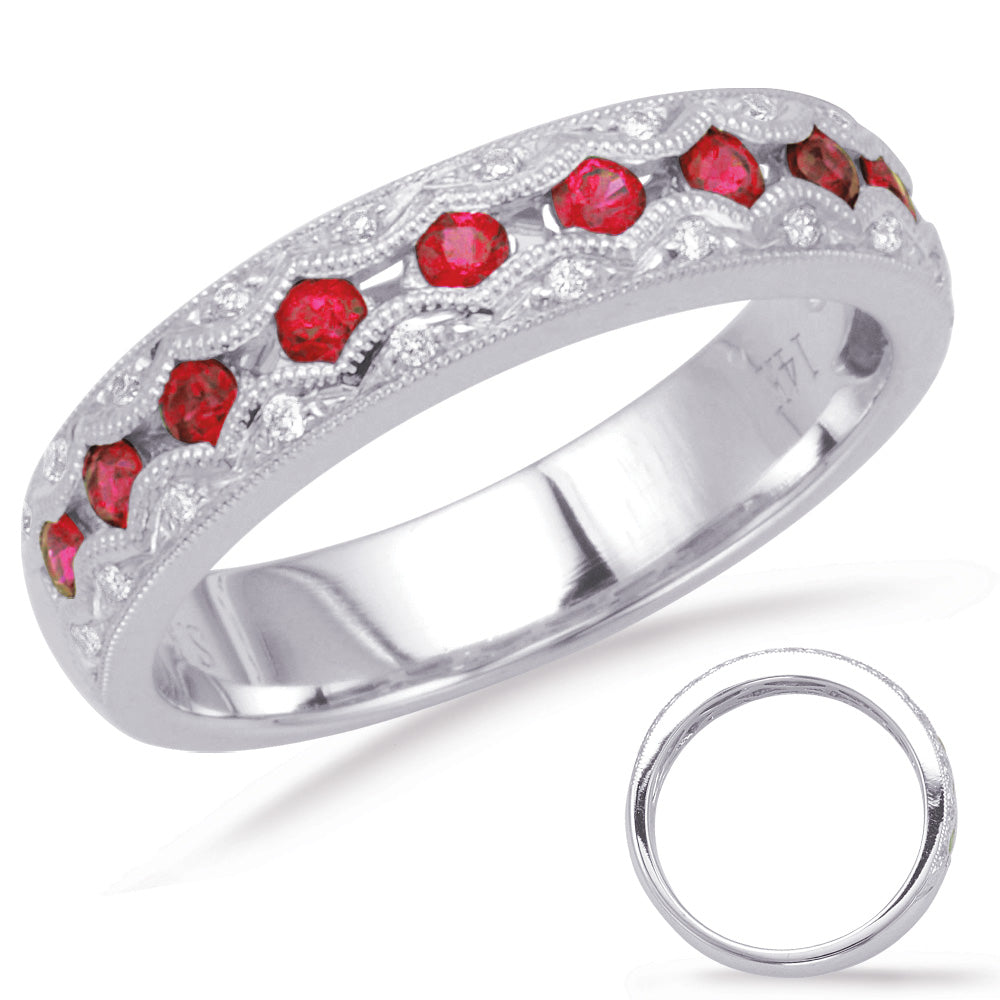 White Gold Ruby &amp; Diamond Band