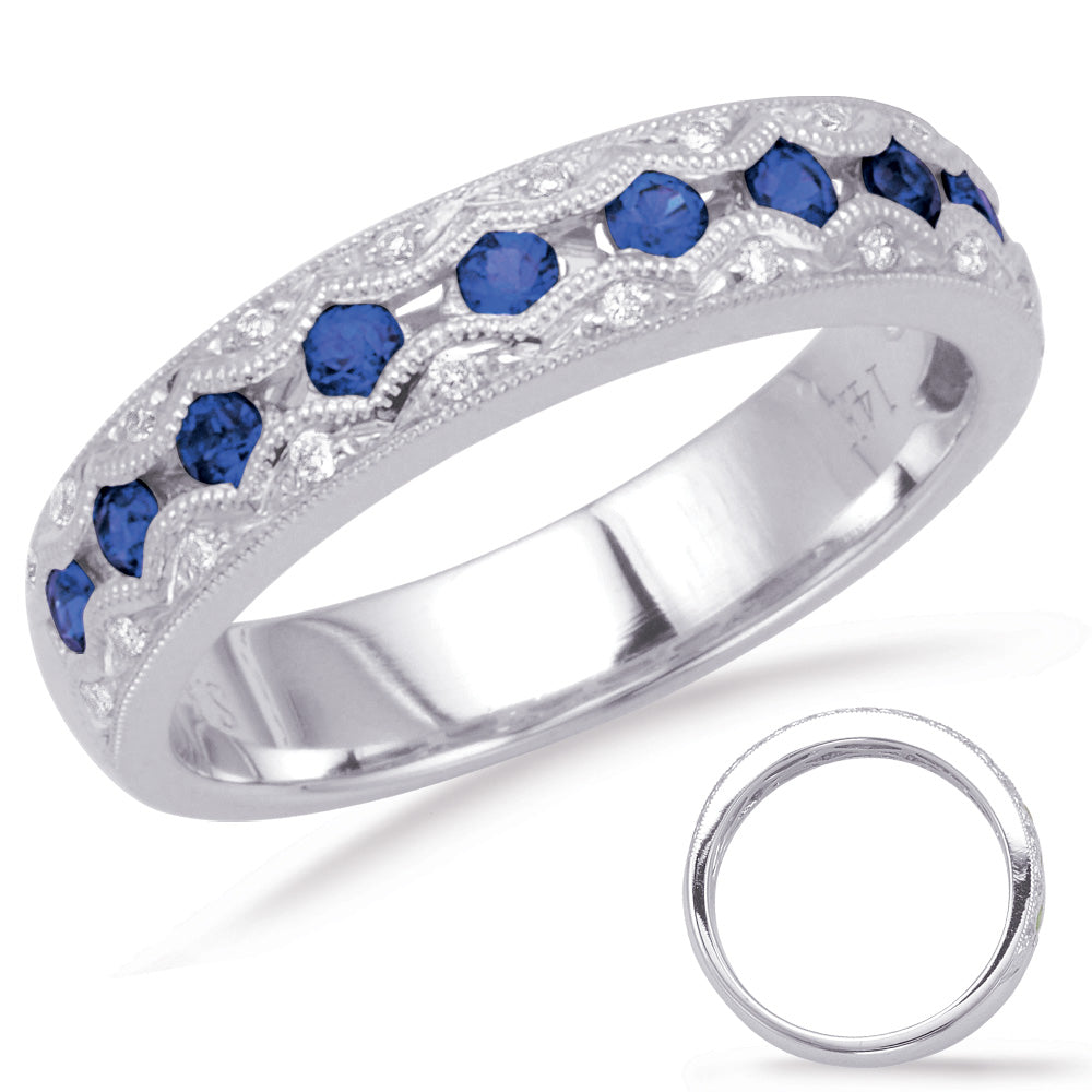 White Gold Sapphire &amp; Diamond Band