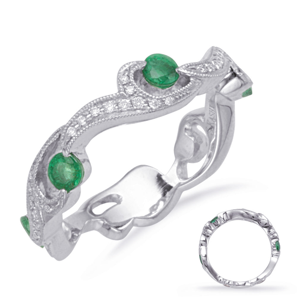 White Gold Emerald &amp; Diamond Ring
