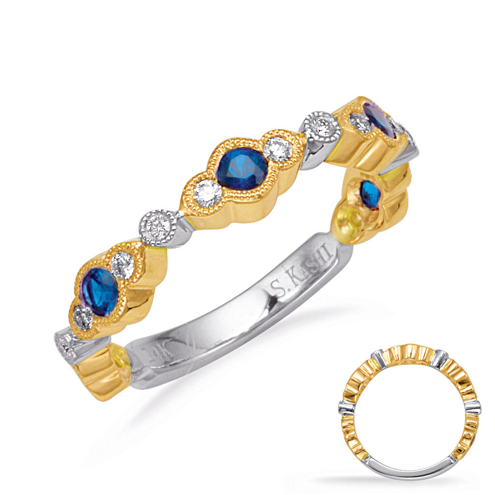 Yellow &amp; White Gold Sapp &amp; Diamond Band