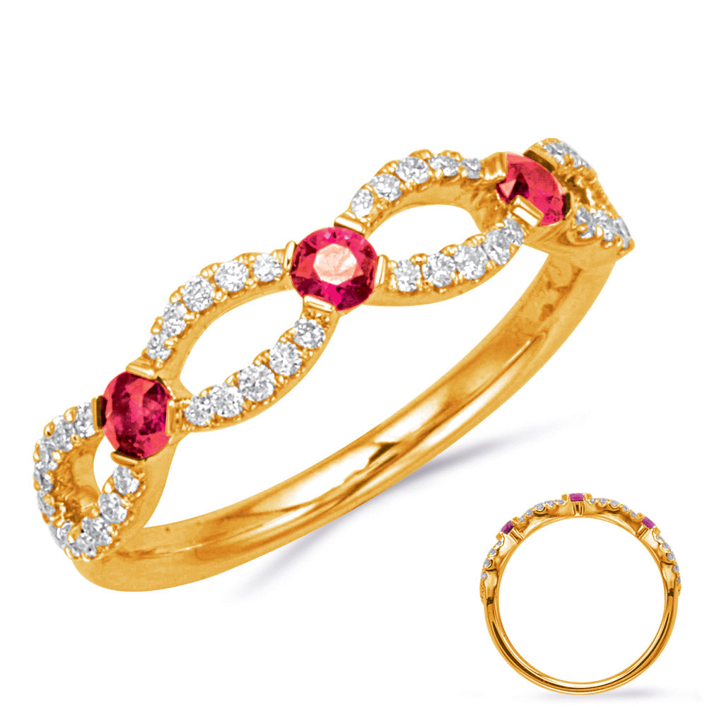 Yellow Gold Ruby &amp; Diamond Ring