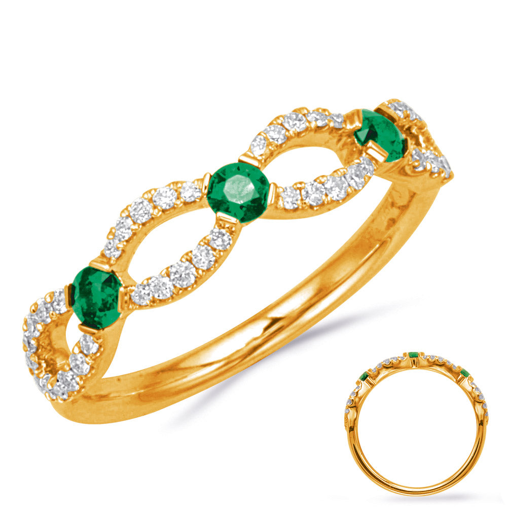 Yellow Gold Emerald  &amp; Diamond Ring