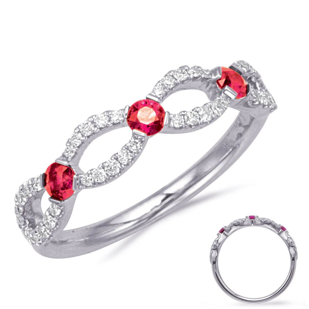 White Gold Ruby &amp; Diamond Ring
