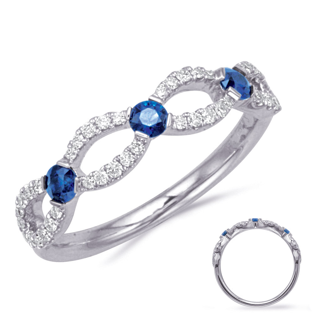 White Gold Sapphire &amp; Diamond Ring