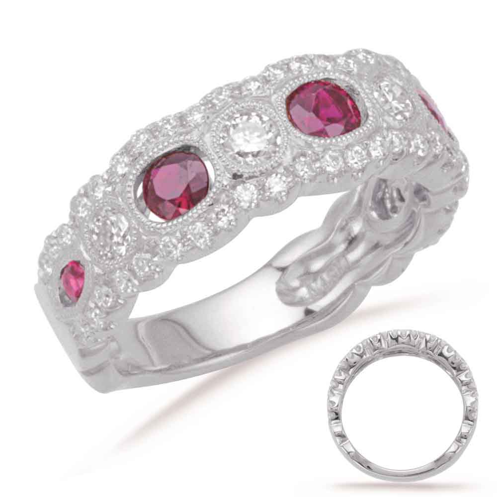 White Gold Ruby &amp; Diamond Band
