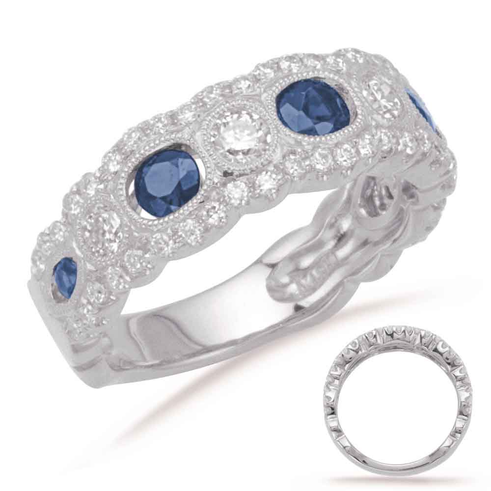 White Gold Sapphire &amp; Diamond Band