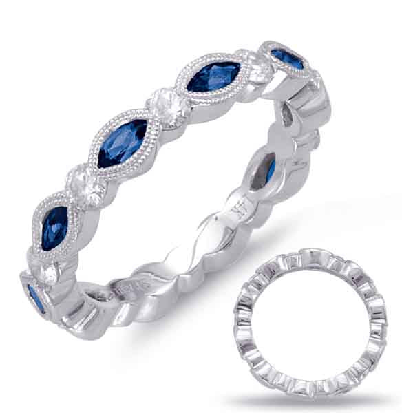 White Gold Sapphire &amp; Diamond Ring