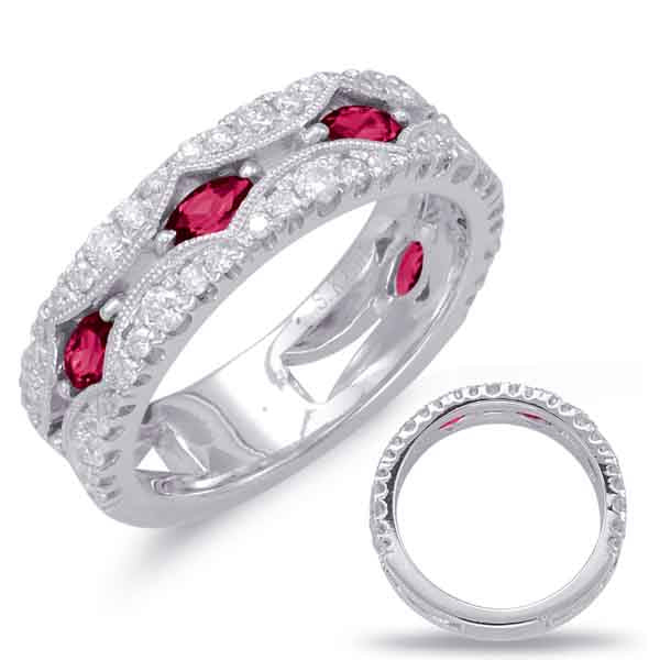 White Gold Ruby &amp; Diamond Ring