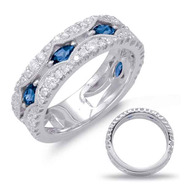 White Gold Sapphire &amp; Diamond Ring