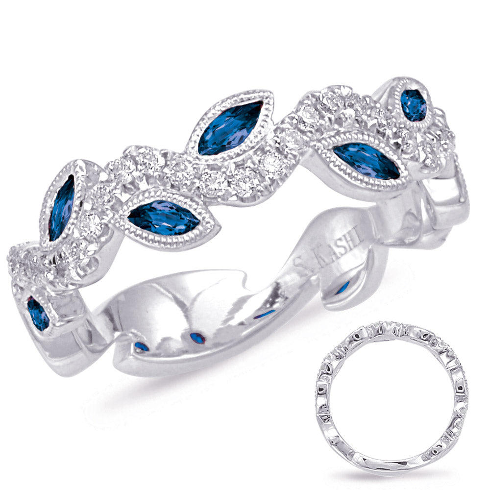 White Gold Sapphire &amp; Diamond Ring